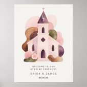 Lovely Rustic Pink Tones Church Wedding Poster (Voorkant)