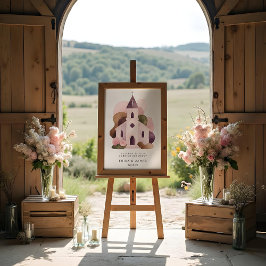 Lovely Rustic Pink Tones Church Wedding Poster