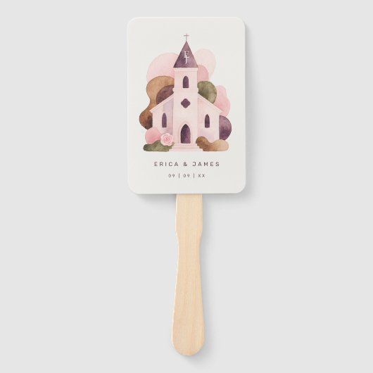 Lovely Rustic Pink Tones Church Wedding Program Handwaaier (Voorkant)