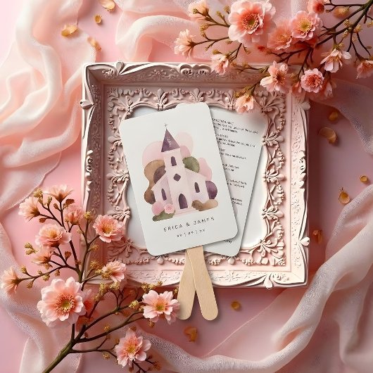 Lovely Rustic Pink Tones Church Wedding Program Handwaaier