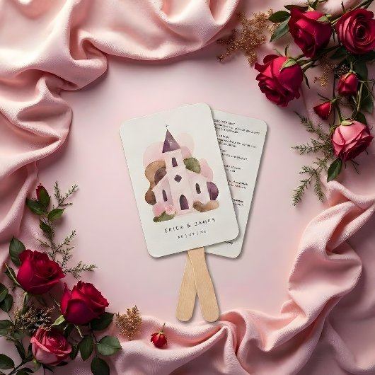 Lovely Rustic Pink Tones Church Wedding Program Handwaaier