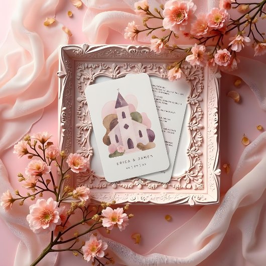 Lovely Rustic Pink Tones Church Wedding Programmakaart