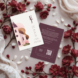 Lovely Rustic Pink Tones Church Wedding QR Save The Date