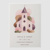 Lovely Rustic Pink Tones Church Wedding Vellum Uitnodigingen (Voorkant)