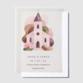Lovely Rustic Pink Tones Church Wedding Vellum Uitnodigingen (Offset)