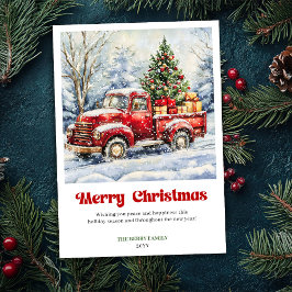 Lovely Rustic Red Truck Christmas Scene Card Style Feestdagenkaart