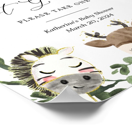 Lovely Safari Animals Baby shower Sanitization Sig Poster (Hoek)