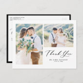 Lovely Script Black Two Photo Collage Hartelijk da Briefkaart (Voorkant / Achterkant)