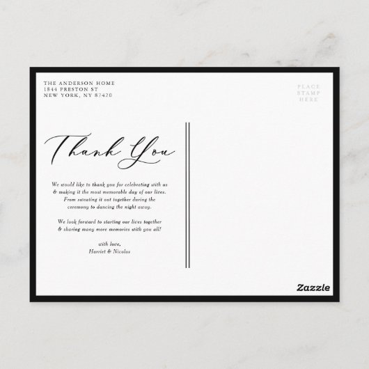 Lovely Script Black Two Photo Collage Hartelijk da Briefkaart (Achterkant)