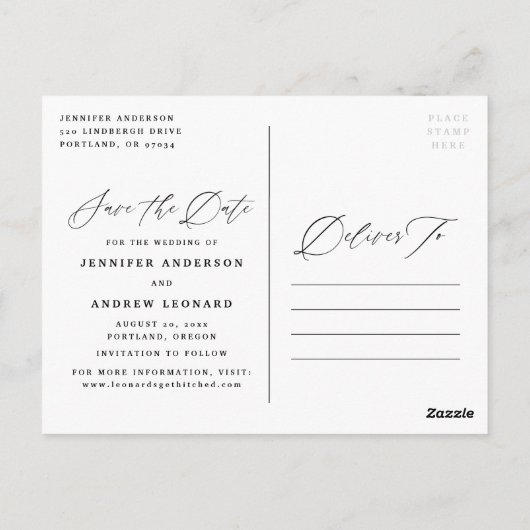 Lovely Script | Save The Date Photo Announcement Briefkaart (Achterkant)