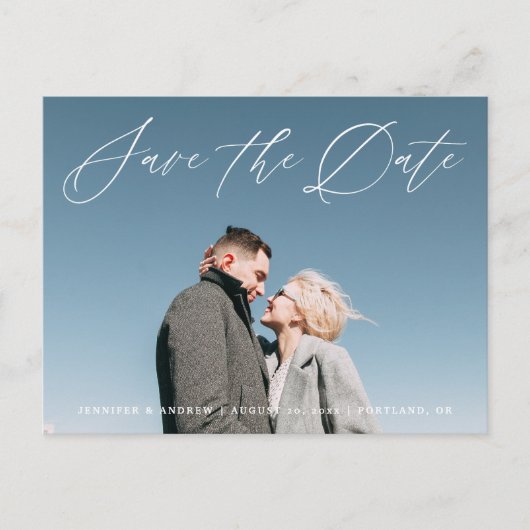 Lovely Script | Save The Date Photo Announcement Briefkaart (Voorkant)