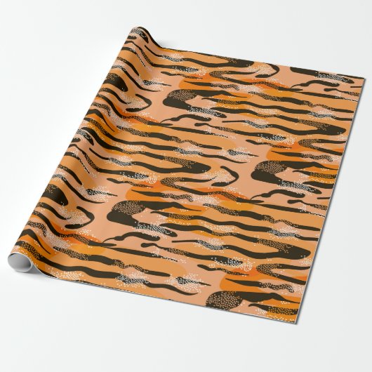 Lovely seamless tiger pattern,peach colour cadeaupapier (Uitgerold)