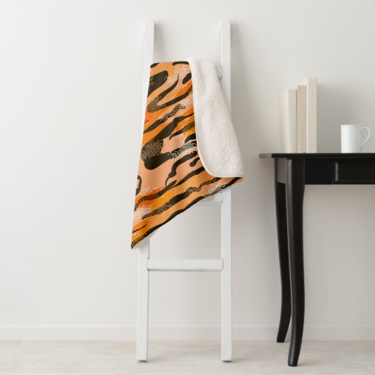 Lovely seamless tiger pattern,peach colour sherpa deken (In situ)