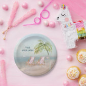 Lovely Serene Waterverf Beach Scene Papieren Bordje (Feest)