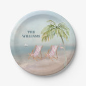 Lovely Serene Waterverf Beach Scene Papieren Bordje (Voorkant)