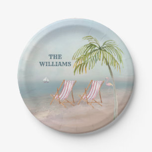 Lovely Serene Waterverf Beach Scene Papieren Bordje