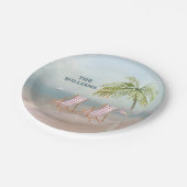 Lovely Serene Waterverf Beach Scene Papieren Bordje (Gekanteld)