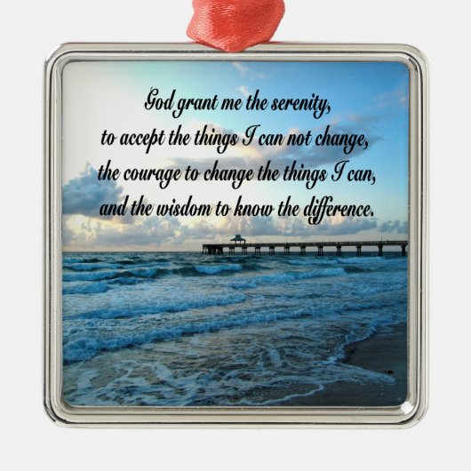 LOVELY SERENITY PRAYER OCEAN EN WAVT FOTO METALEN ORNAMENT (Voorkant)