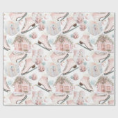 Lovely Shabby Chic Pink-kerstpatroon Cadeaupapier (Vlak)