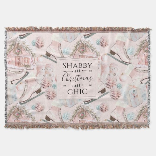 Lovely Shabby Chic Pink-kerstpatroon Deken (Voorkant)