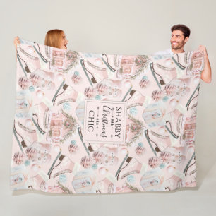 Lovely Shabby Chic Pink-kerstpatroon Fleece Deken