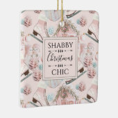 Lovely Shabby Chic Pink-kerstpatroon Keramisch Ornament (Rechts)