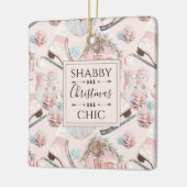 Lovely Shabby Chic Pink-kerstpatroon Keramisch Ornament (Links)