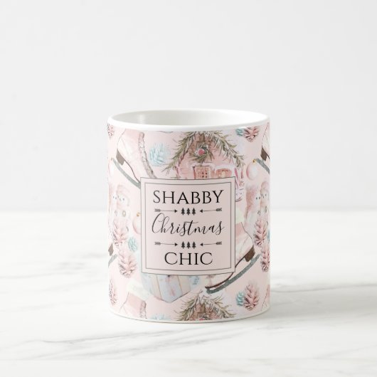 Lovely Shabby Chic Pink-kerstpatroon Koffiemok (Center)