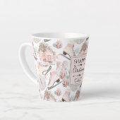 Lovely Shabby Chic Pink-kerstpatroon Latte Mok (Linkerhoek)
