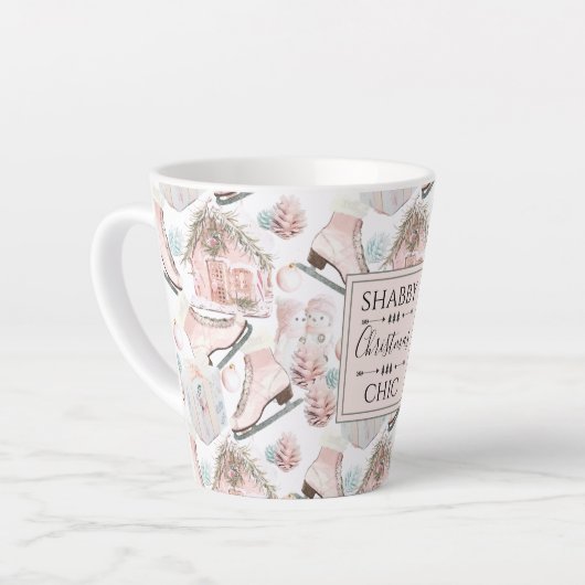 Lovely Shabby Chic Pink-kerstpatroon Latte Mok (Linkerhoek)