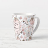 Lovely Shabby Chic Pink-kerstpatroon Latte Mok (Rechterhoek)