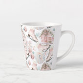 Lovely Shabby Chic Pink-kerstpatroon Latte Mok (Rechts)