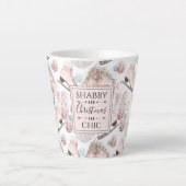 Lovely Shabby Chic Pink-kerstpatroon Latte Mok (Voorkant)