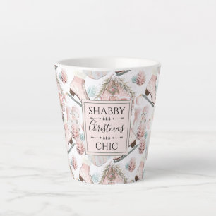 Lovely Shabby Chic Pink-kerstpatroon Latte Mok
