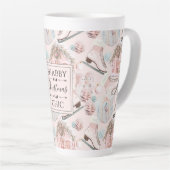 Lovely Shabby Chic Pink-kerstpatroon Latte Mok (Rechterhoek)