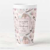 Lovely Shabby Chic Pink-kerstpatroon Latte Mok (Voorkant)
