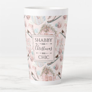 Lovely Shabby Chic Pink-kerstpatroon Latte Mok