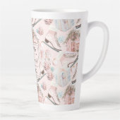 Lovely Shabby Chic Pink-kerstpatroon Latte Mok (Rechts)
