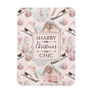 Lovely Shabby Chic Pink-kerstpatroon Magneet