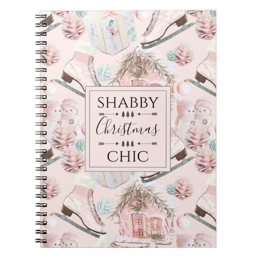 Lovely Shabby Chic Pink-kerstpatroon Notitieboek (Voorkant)