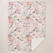 Lovely Shabby Chic Pink-kerstpatroon Sherpa Deken (Voorkant)