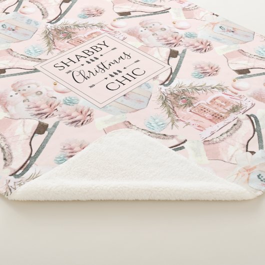 Lovely Shabby Chic Pink-kerstpatroon Sherpa Deken (3/4)