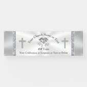 Lovely Silver White Diamond Custom Church Banners (Horizontaal)