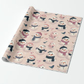 lovely snow man design cadeaupapier (Uitgerold)