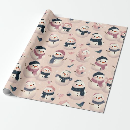 lovely snow man design cadeaupapier (Uitgerold)