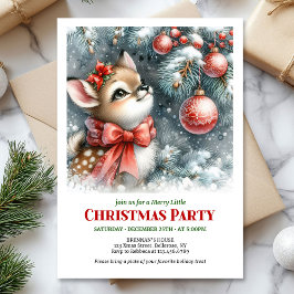 Lovely snowy forest baby deer Christmas invite   Kaart