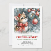 Lovely snowy forest baby deer Christmas invite Kaart (Voorkant)