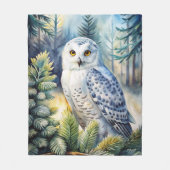 Lovely Snowy Owl Fleece Deken (Voorkant)