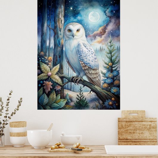 Lovely Snowy Owl Poster (Keuken)