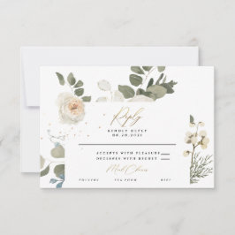 Lovely Soft Floral Botanical Foliage Wedding RSVP Kaartje